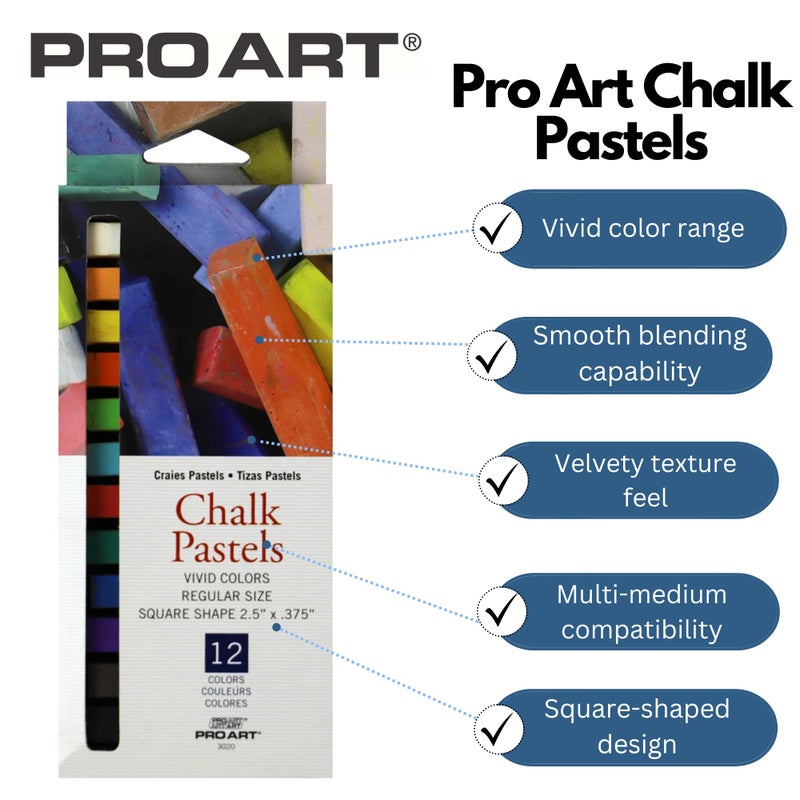 Pro Art Chalk Pastel Set, 12 Count (Pack of 1), Vivid Colors - Image 2